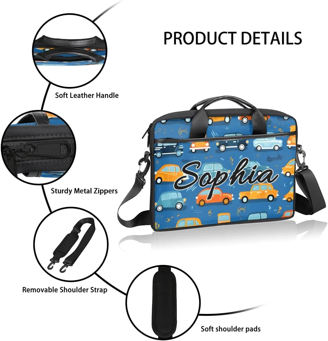 TropicalLife Personalized Laptop Bag 15 Inch Custom Sleeve Case with Handle Shoulder Strap Computer Messenger Bag