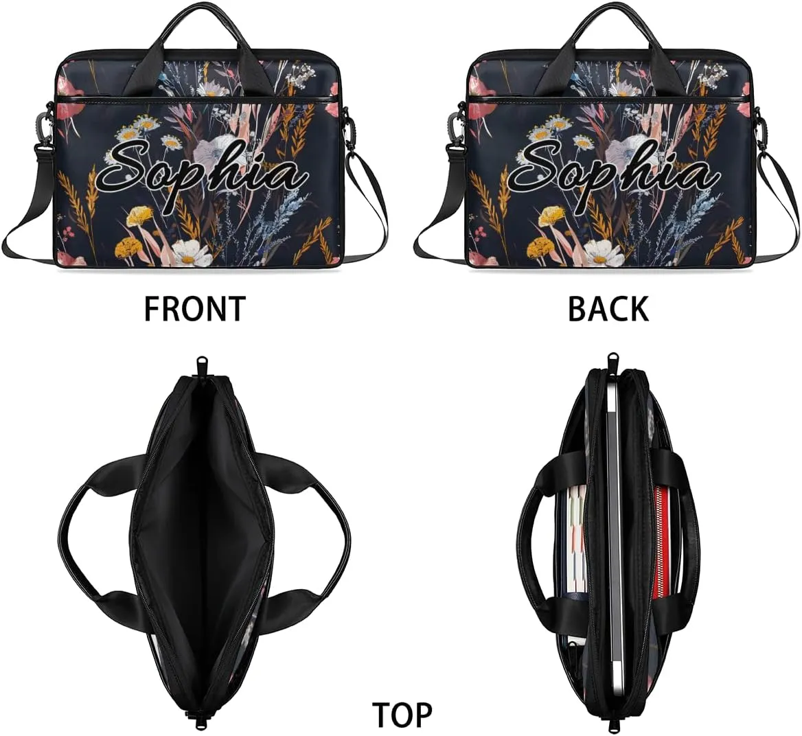 TropicalLife Personalized Laptop Bag 15 Inch Custom Sleeve Case with Handle Shoulder Strap Computer Messenger Bag