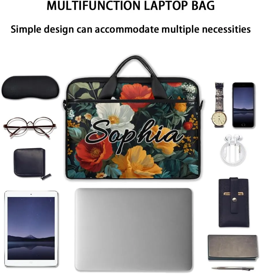 TropicalLife Personalized Laptop Bag 15 Inch Custom Sleeve Case with Handle Shoulder Strap Computer Messenger Bag