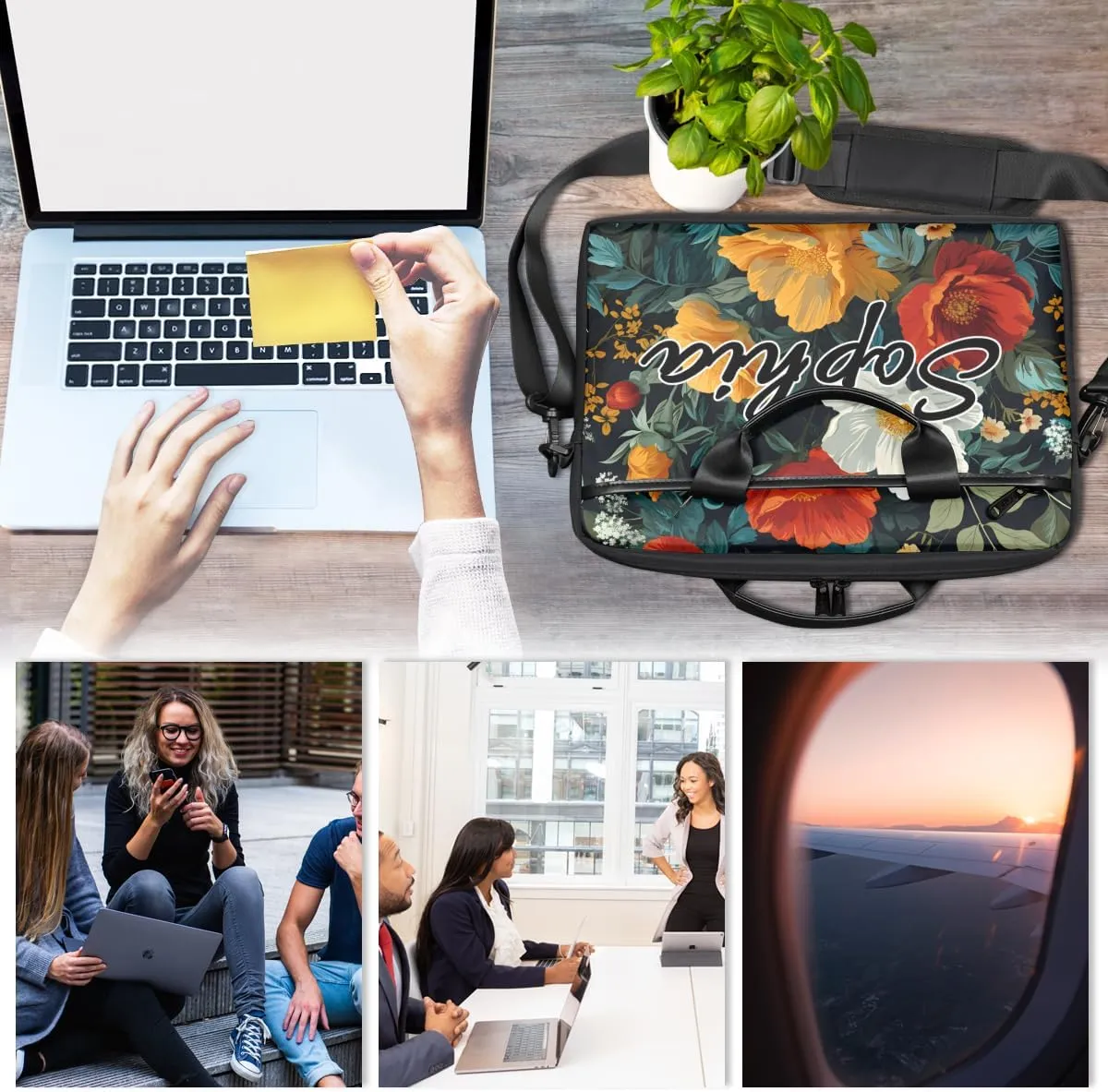 TropicalLife Personalized Laptop Bag 15 Inch Custom Sleeve Case with Handle Shoulder Strap Computer Messenger Bag