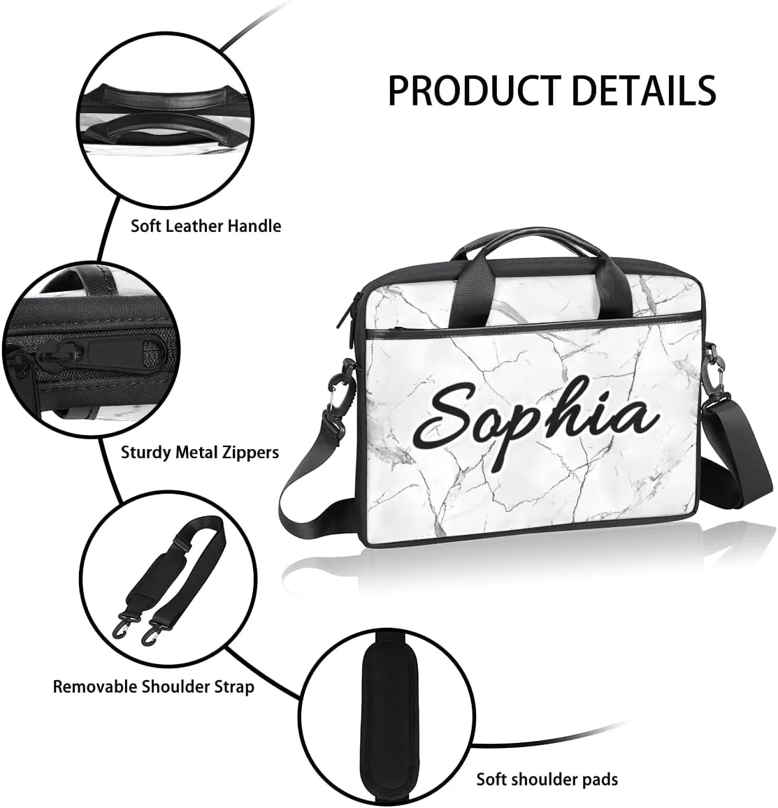 TropicalLife Personalized Laptop Bag 15 Inch Custom Sleeve Case with Handle Shoulder Strap Computer Messenger Bag