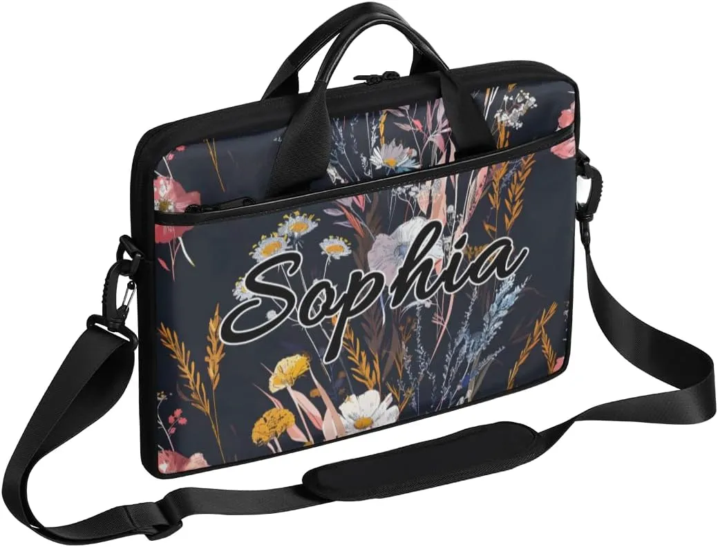TropicalLife Personalized Laptop Bag 15 Inch Custom Sleeve Case with Handle Shoulder Strap Computer Messenger Bag