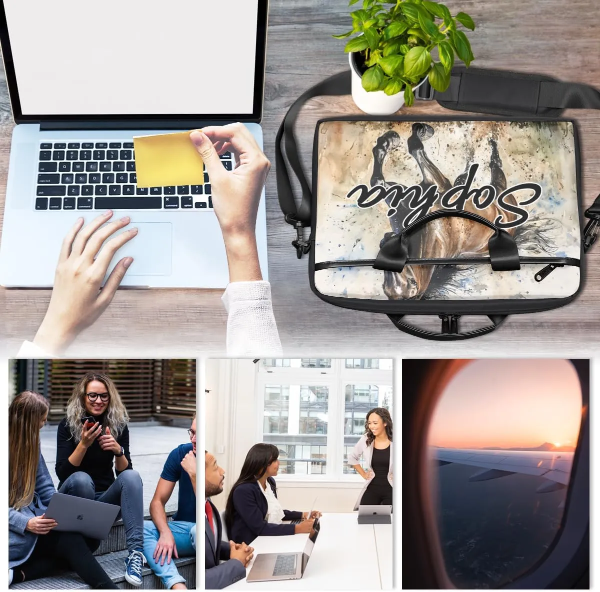 TropicalLife Personalized Laptop Bag 15 Inch Custom Sleeve Case with Handle Shoulder Strap Computer Messenger Bag