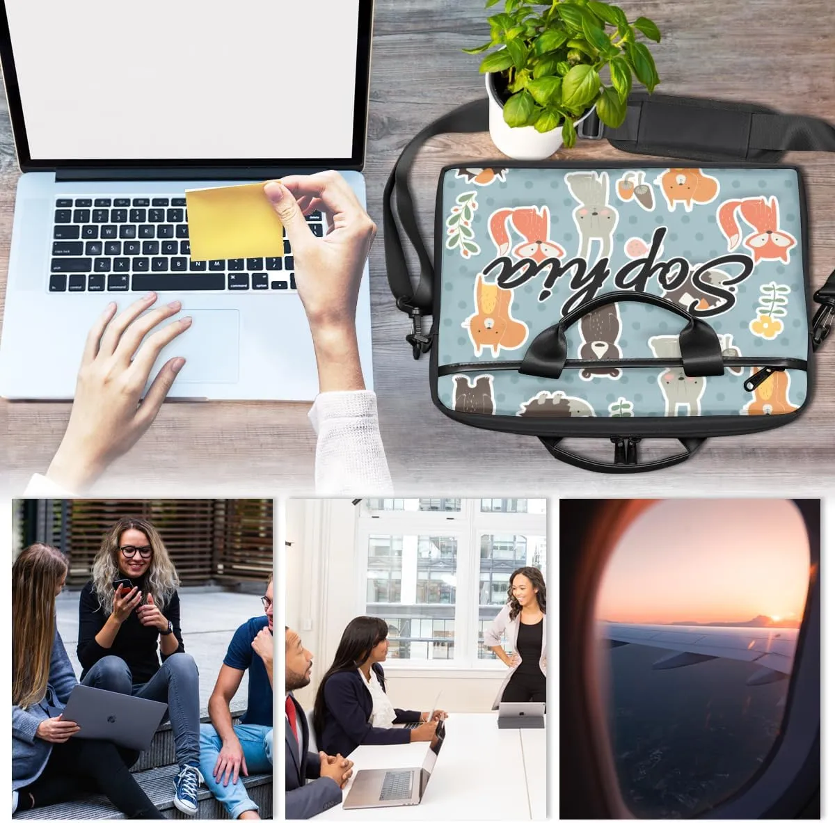 TropicalLife Personalized Laptop Bag 15 Inch Custom Sleeve Case with Handle Shoulder Strap Computer Messenger Bag