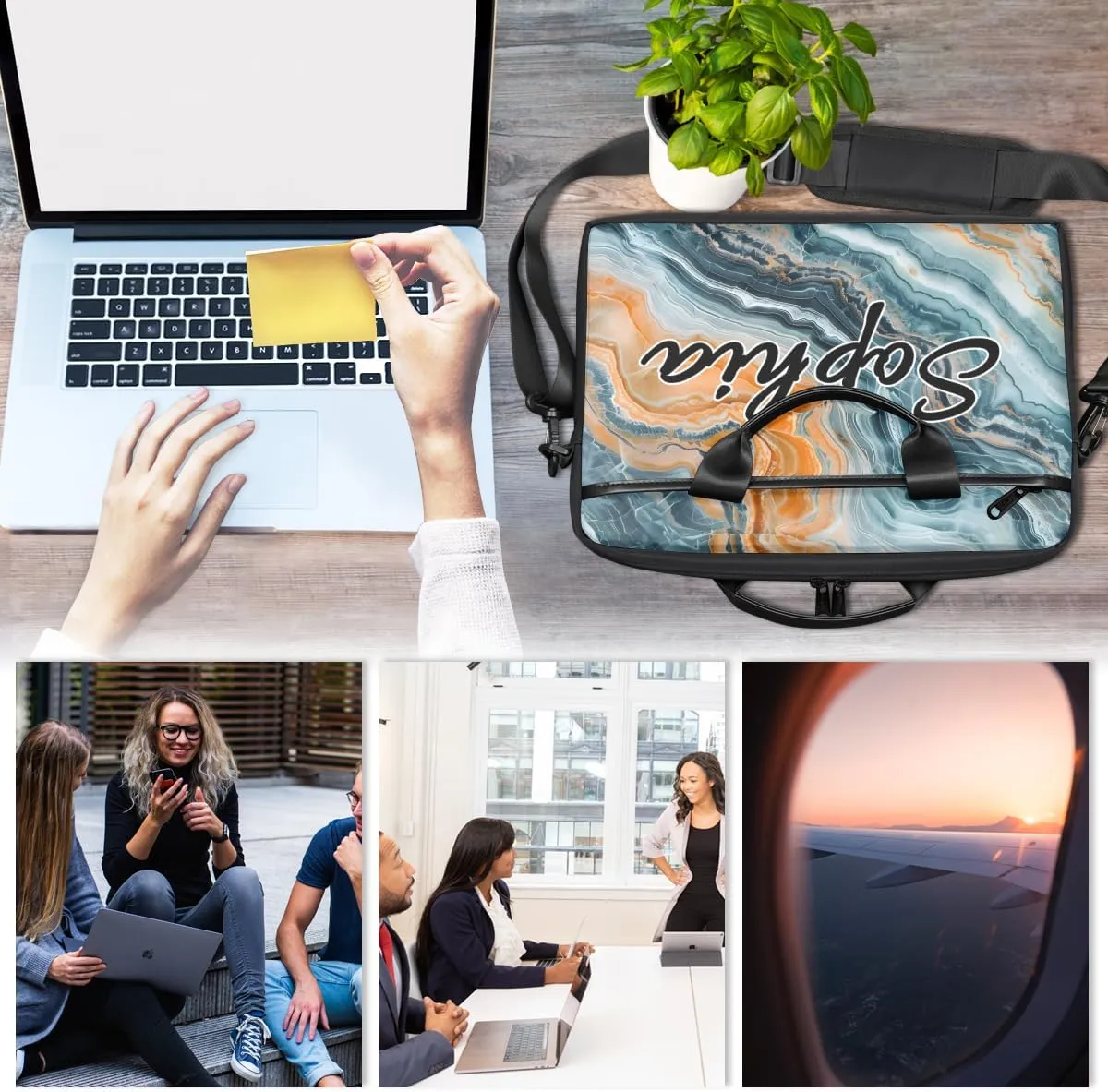 TropicalLife Personalized Laptop Bag 15 Inch Custom Sleeve Case with Handle Shoulder Strap Computer Messenger Bag