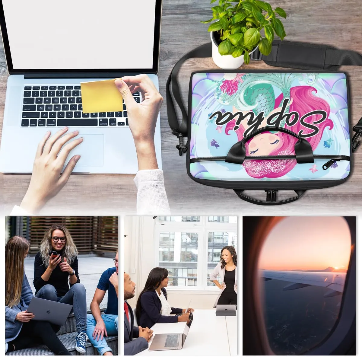 TropicalLife Personalized Laptop Bag 15 Inch Custom Sleeve Case with Handle Shoulder Strap Computer Messenger Bag