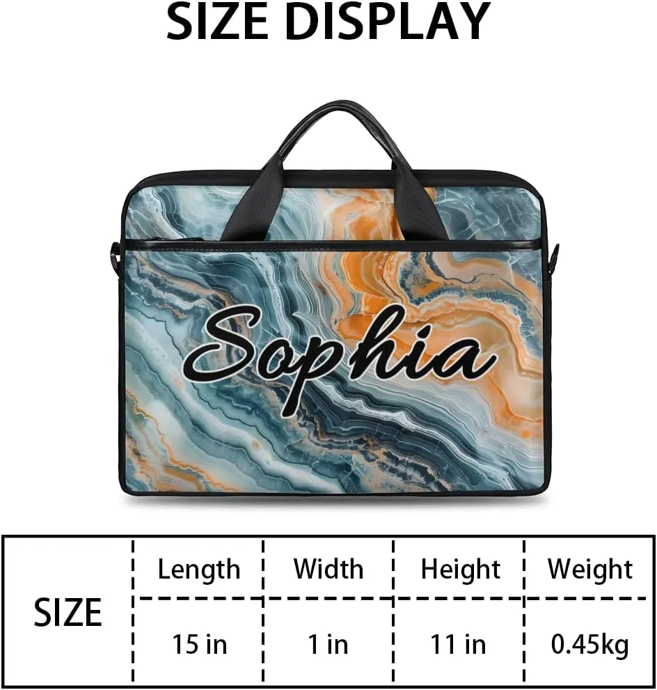 TropicalLife Personalized Laptop Bag 15 Inch Custom Sleeve Case with Handle Shoulder Strap Computer Messenger Bag