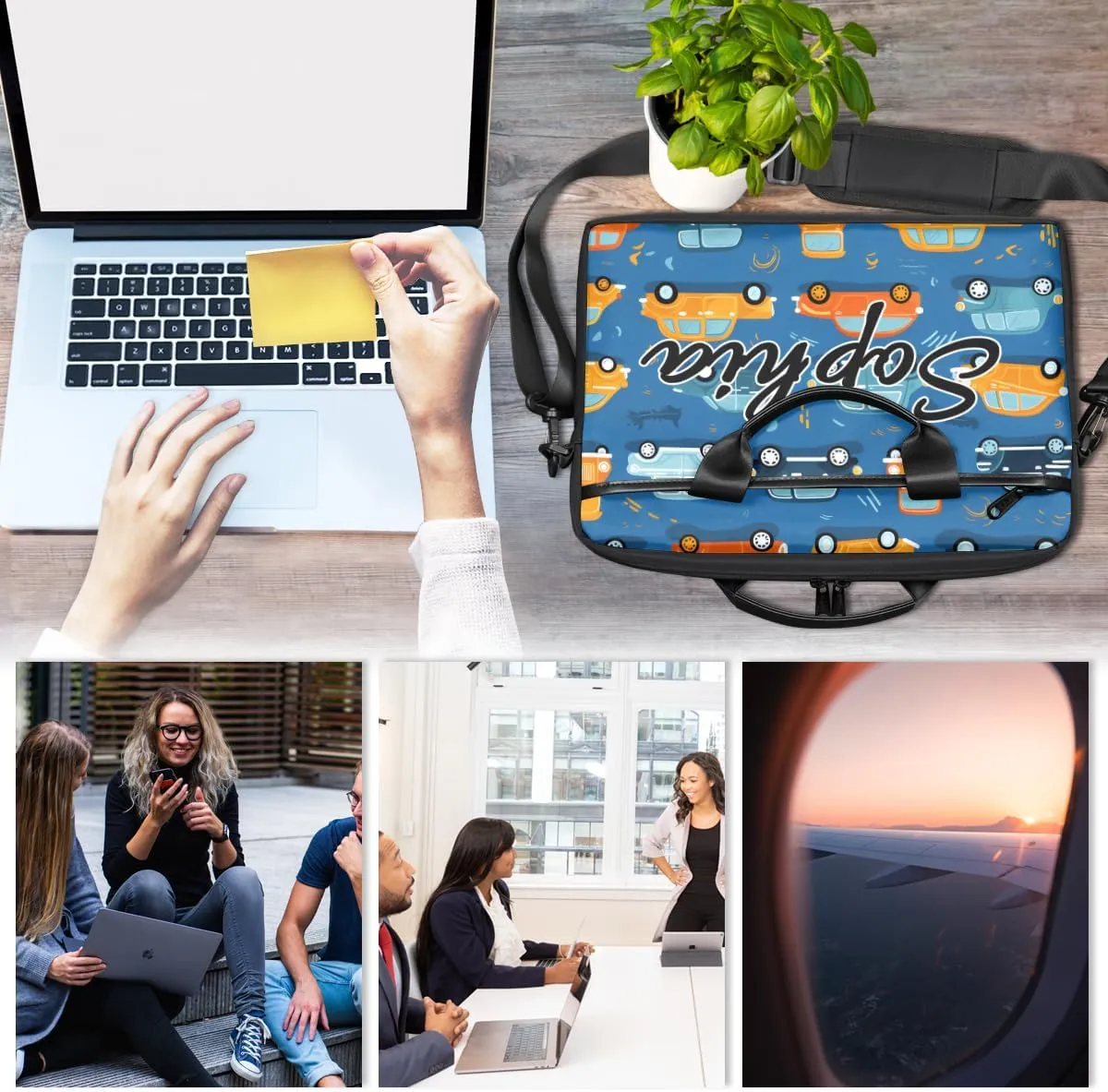 TropicalLife Personalized Laptop Bag 15 Inch Custom Sleeve Case with Handle Shoulder Strap Computer Messenger Bag
