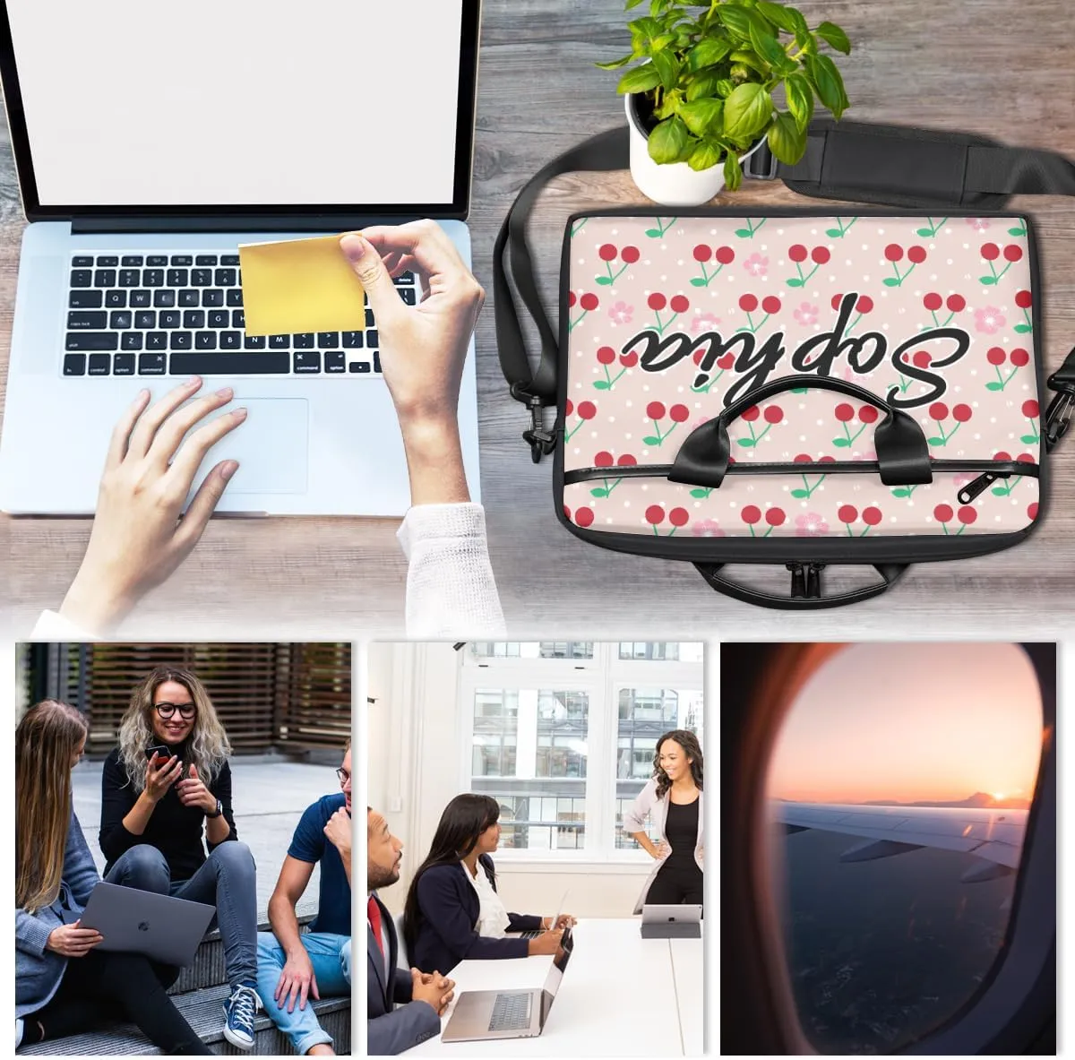 TropicalLife Personalized Laptop Bag 15 Inch Custom Sleeve Case with Handle Shoulder Strap Computer Messenger Bag
