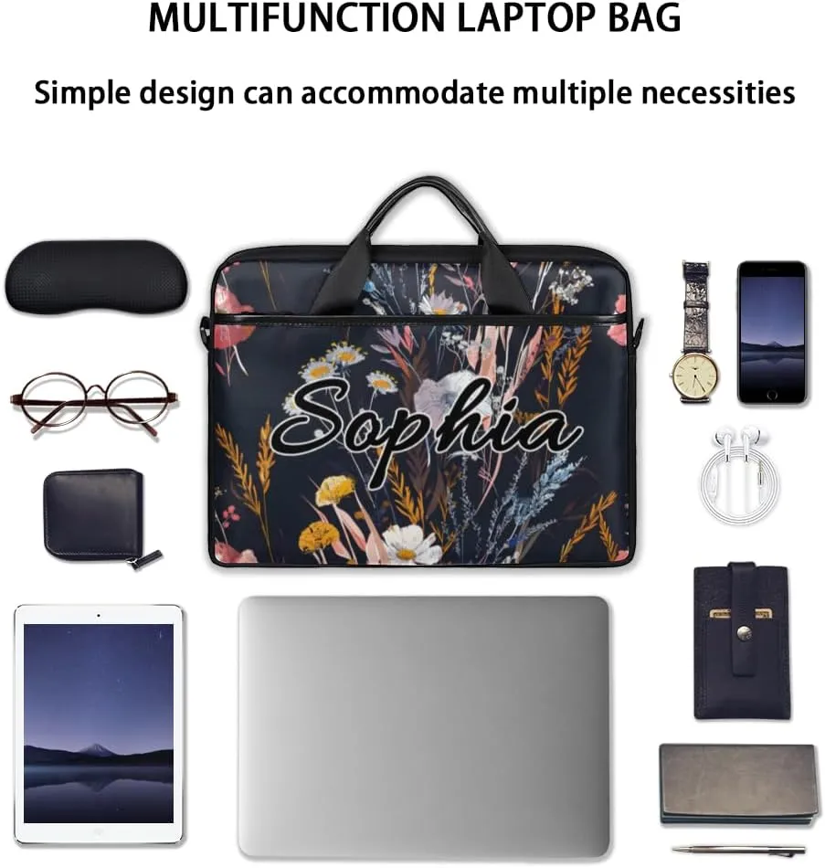 TropicalLife Personalized Laptop Bag 15 Inch Custom Sleeve Case with Handle Shoulder Strap Computer Messenger Bag