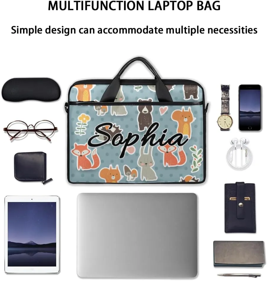 TropicalLife Personalized Laptop Bag 15 Inch Custom Sleeve Case with Handle Shoulder Strap Computer Messenger Bag