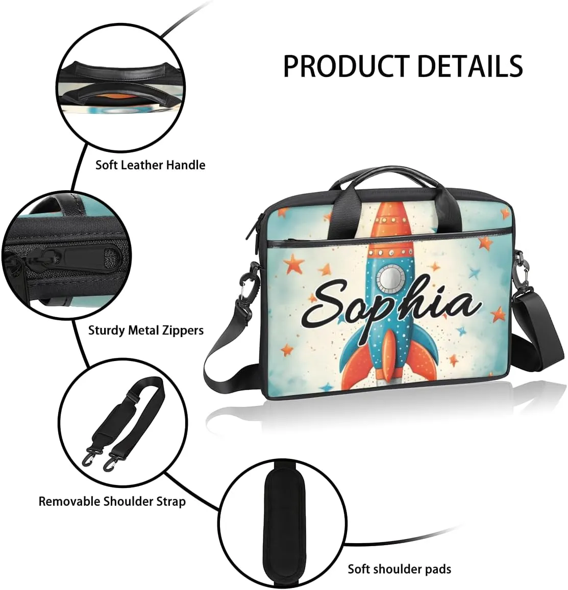 TropicalLife Personalized Laptop Bag 15 Inch Custom Sleeve Case with Handle Shoulder Strap Computer Messenger Bag