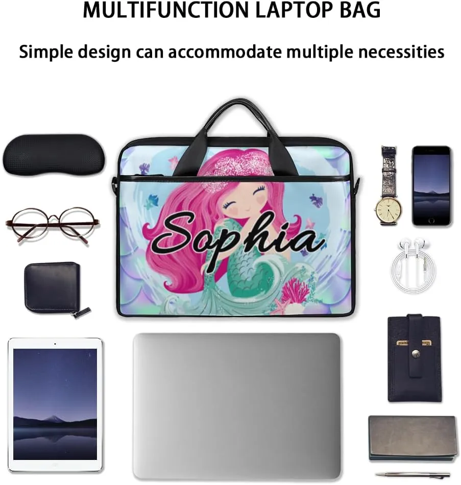 TropicalLife Personalized Laptop Bag 15 Inch Custom Sleeve Case with Handle Shoulder Strap Computer Messenger Bag
