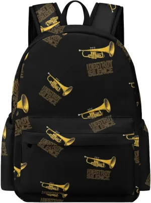 Trumpet I Destroy Silence Backpack for Mens Womens Shoulder Backpacks Travel Bag Laptop 16.5x11.8x5.9in