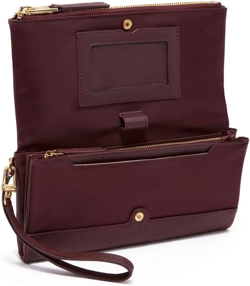 TUMI - Voyageur Travel Wallet - Wristlet Wallet with Passport, Cash & Card Holders - Zipper Wallet for Women - With Gift Box - Beetroot