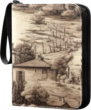 Tuscan House Card Binder 4 Pocket Collectible Trading Card Albums with 50 Sleeves Double Side PU Waterproof 3 Ring for Sports & Game Cards