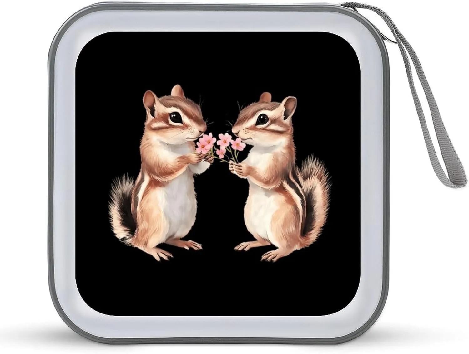 Two Chipmunks Cute 40 Capacity CD DVD Case Holders Hard Plastic CD Storage Binder Organizer for Car Home