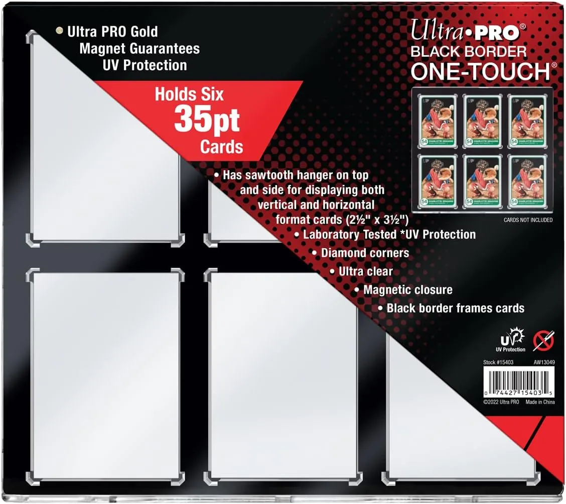 Ultra PRO - Black Border ONE-Touch 6 Graded Card Display Case, Show Off & Protect Standard Size Graded Cards, Magnetic Closure & UV-Resistant