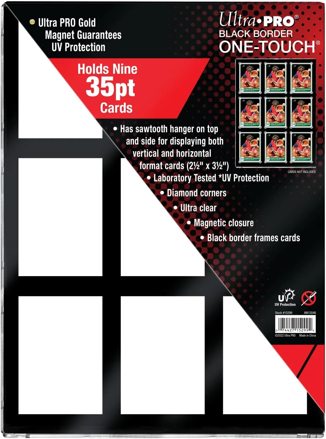 Ultra PRO - Black Border ONE-Touch 9 Graded Card Display Case, Show Off & Protect Standard Size Graded Baseball, Football or Collectible Gaming Cards, Magnetic Closure & UV-Resistant