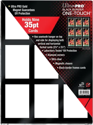 Ultra PRO - Black Border ONE-Touch 9 Graded Card Display Case, Show Off & Protect Standard Size Graded Baseball, Football or Collectible Gaming Cards, Magnetic Closure & UV-Resistant