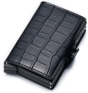 Ultra-thin RFID blocking wallet secure credit card wallet Credit Card Holders (Crocodile black)