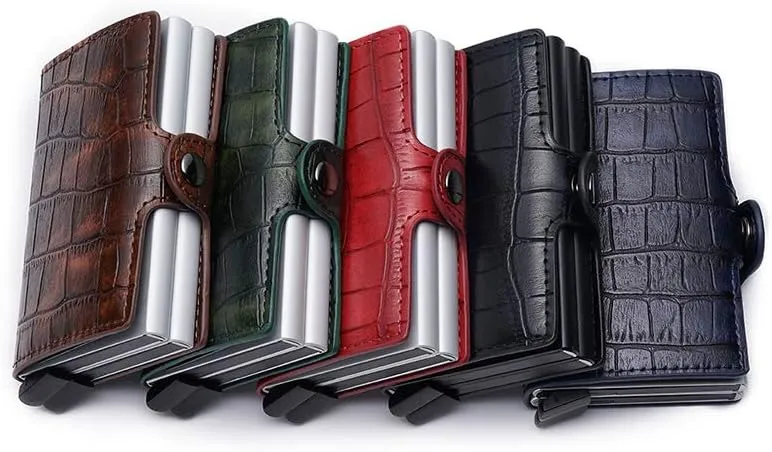 Ultra-thin RFID blocking wallet secure credit card wallet Credit Card Holders (Crocodile black)