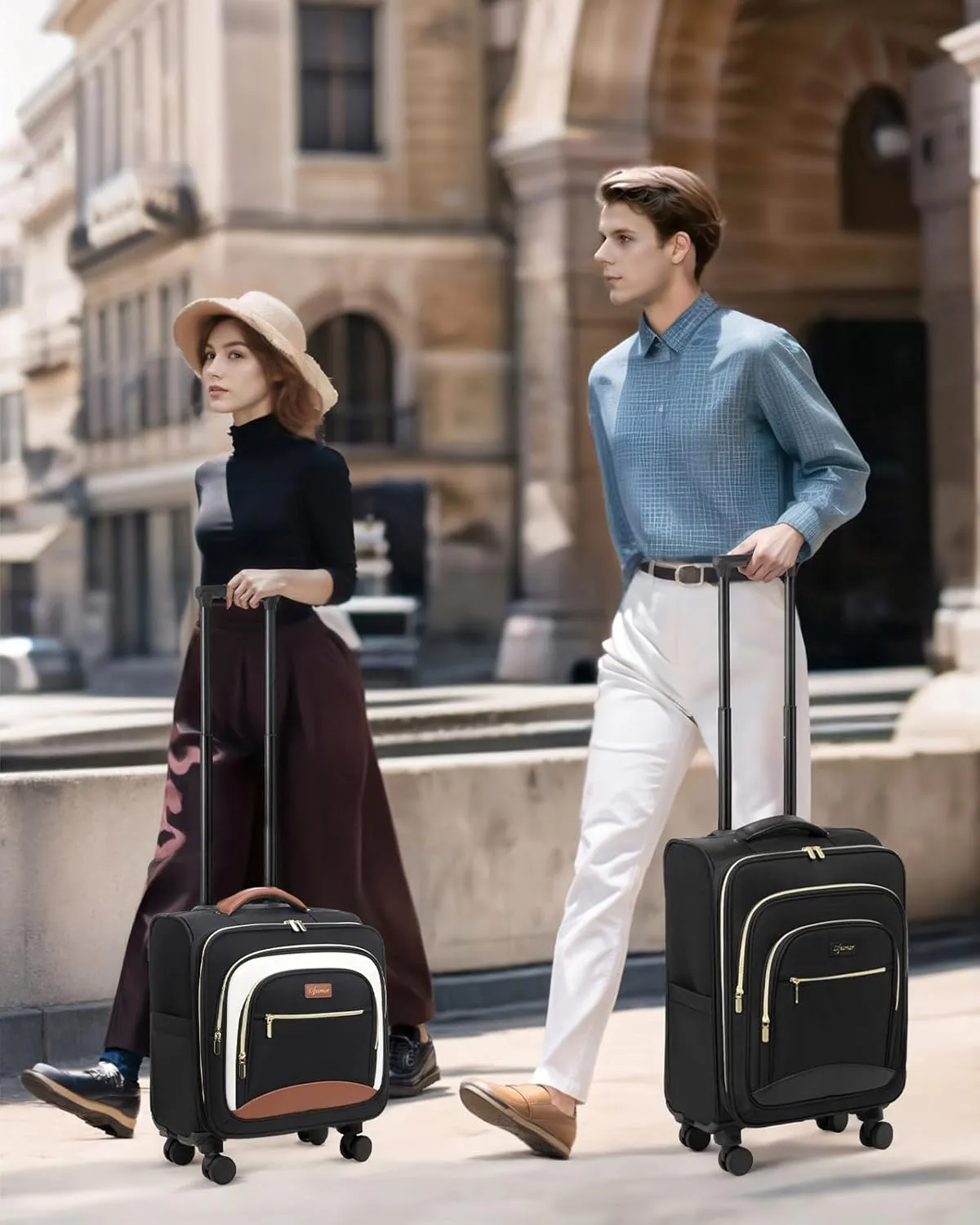 Underseat Carry On Luggage with Wheels 18x14x8 Airline Approved, 16-inch Softside Spinner Suitcase Under Seat Personal Item Travel Bag, Compact Rolling Luggage for Business & Weekend