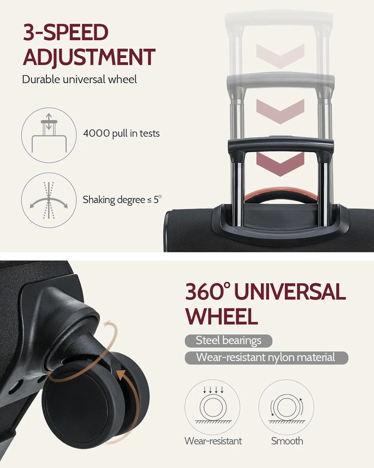 Underseat Carry On Luggage with Wheels 18x14x8 Airline Approved, 16-inch Softside Spinner Suitcase Under Seat Personal Item Travel Bag, Compact Rolling Luggage for Business & Weekend