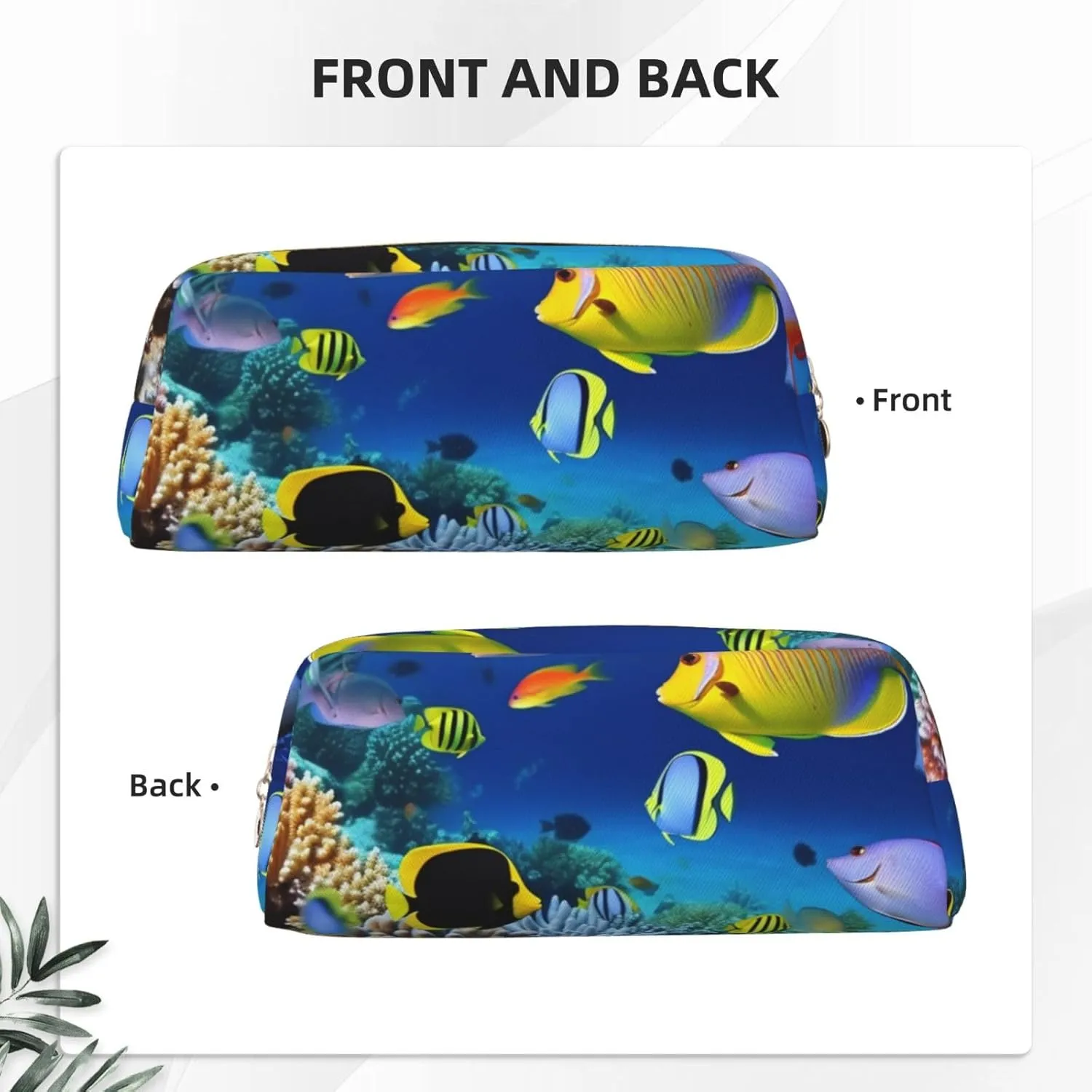 Underwater Fish Makeup Bag for Women Men Pencil Pouch Travel Small Cosmetic Bag Zippered Toiletry Bags Aesthetic Pen Bags Trendy Storage Bags Leather Coin Pouch Purse