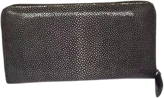 Unisex Style Authentic Sand Stingray Skin Women Men Long Wallet Exotic Leather Female Clutch Purse Male Large ZIP Card Holders