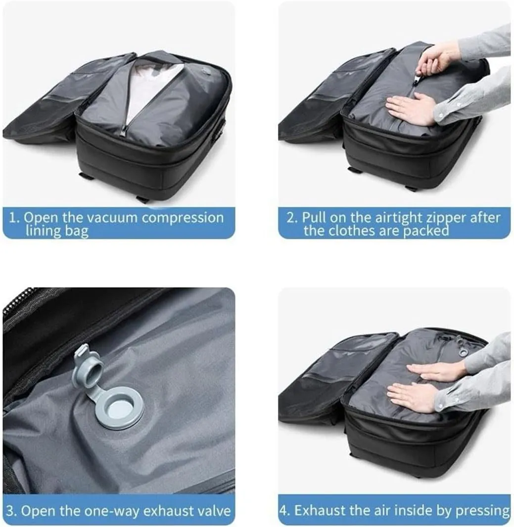 Vacpack Backpack, 60L Expandable Backpack with Vacuum Compression, Water Resistant, Anti Theft Vacpack Travel Vacuum Backpack (Black)
