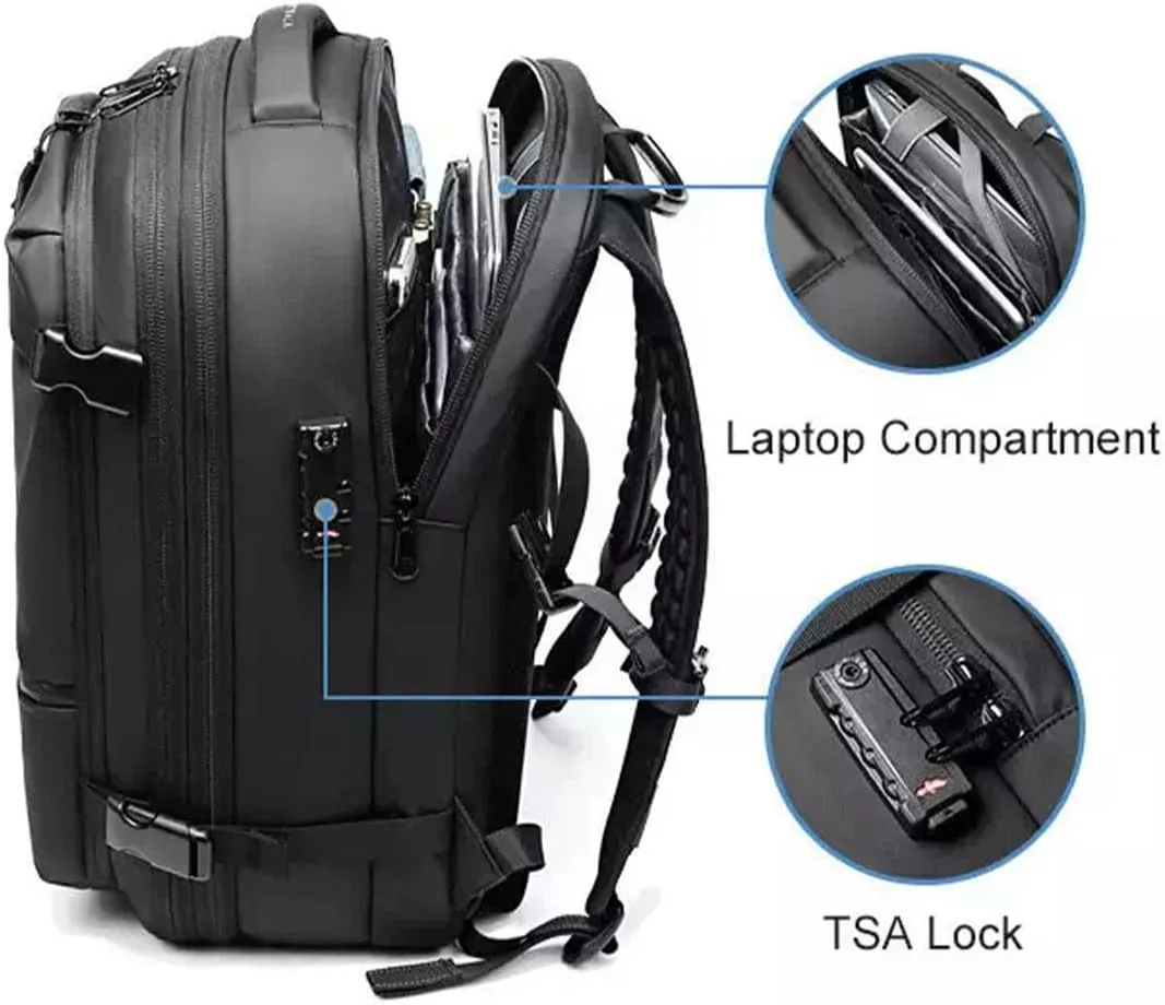 Vacpack Backpack, 60L Expandable Backpack with Vacuum Compression, Water Resistant, Anti Theft Vacpack Travel Vacuum Backpack (Black)