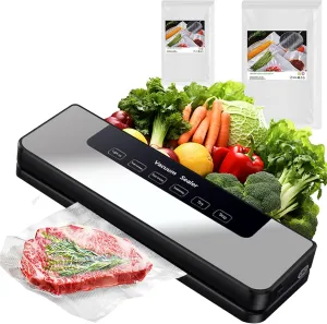 Vacuum Sealer Machine, 65Kpa Food Saver, 6-in-1 Automatic Sealer with Dry & Moist Modes, 20 Bags Included
