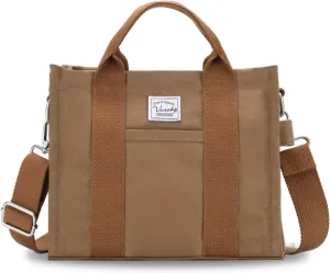 VASCHY Canvas Tote bag, Casual Reusable Work Totes for Women Teachers with Zippers Pockets Crossbody Shoulder Bag Purse