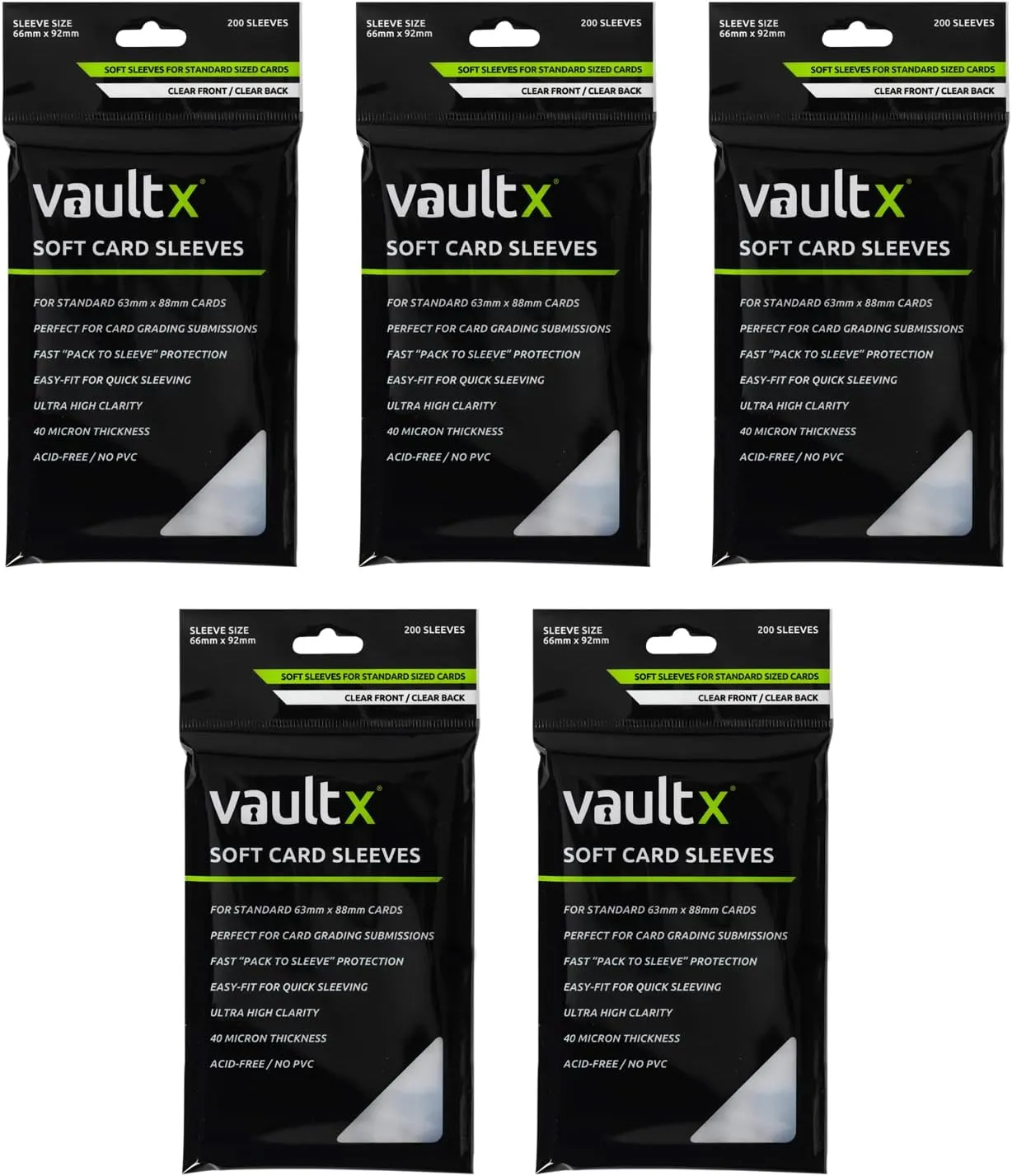 Vault X Trading Card Penny Sleeves, Soft, High Clarity, Inner Sleeves, Collectible Card Games, Sports, TCG (1000 Pack)