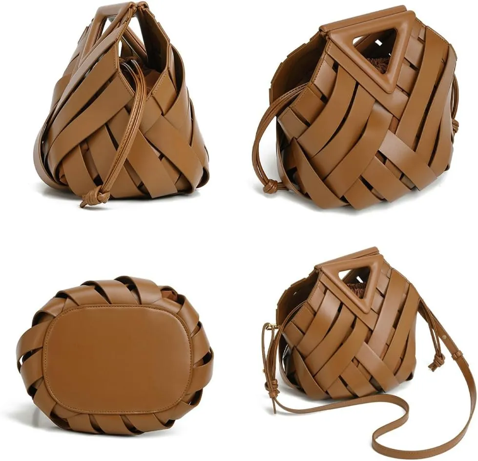 Vegan Leather Clutch Purses for Women Woven Small Crossbody Shoulder Bag Cute Top Handle Handbags Satchels 2025