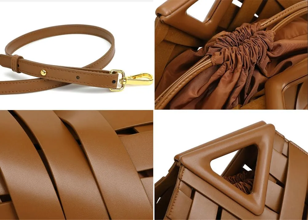 Vegan Leather Clutch Purses for Women Woven Small Crossbody Shoulder Bag Cute Top Handle Handbags Satchels 2025