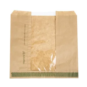 Vegware Compostable Kraft Sandwich Bags with NatureFlex Window Small (1000 pack)