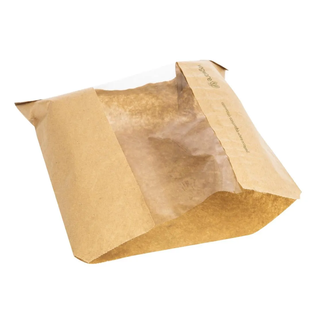 Vegware Compostable Kraft Sandwich Bags with NatureFlex Window Small (1000 pack)