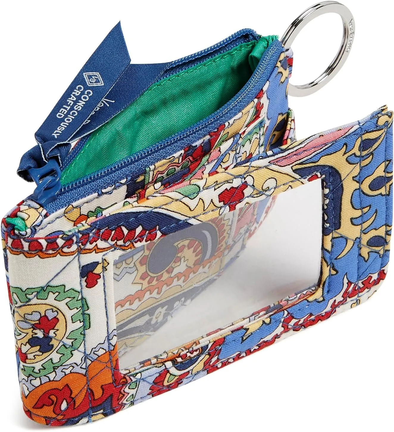 Vera Bradley Cotton Deluxe Zip Id Case Wallet with RFID Protection, Harbor Paisley