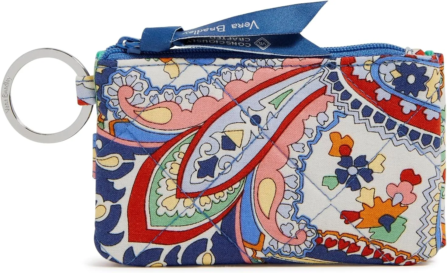 Vera Bradley Cotton Deluxe Zip Id Case Wallet with RFID Protection, Harbor Paisley