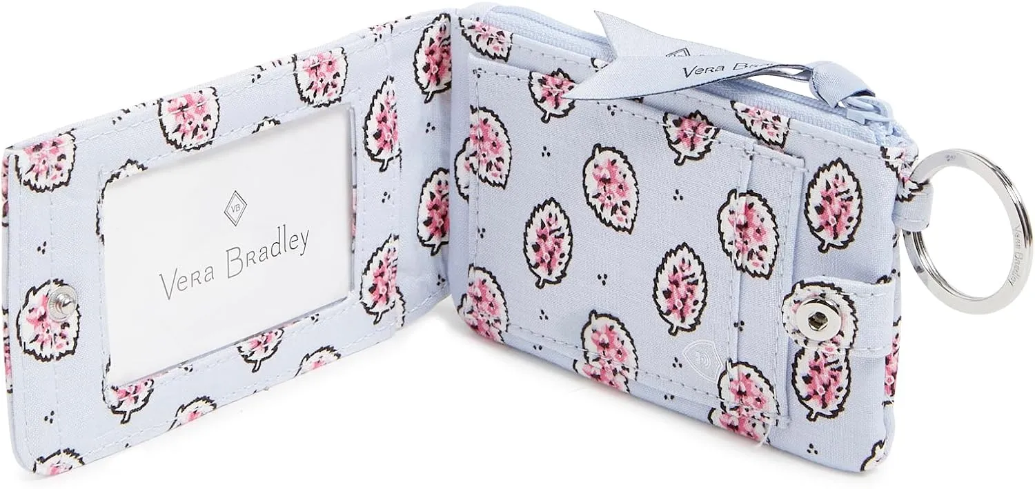 Vera Bradley Cotton Deluxe Zip Id Case Wallet with RFID Protection, Magnifique Leaf