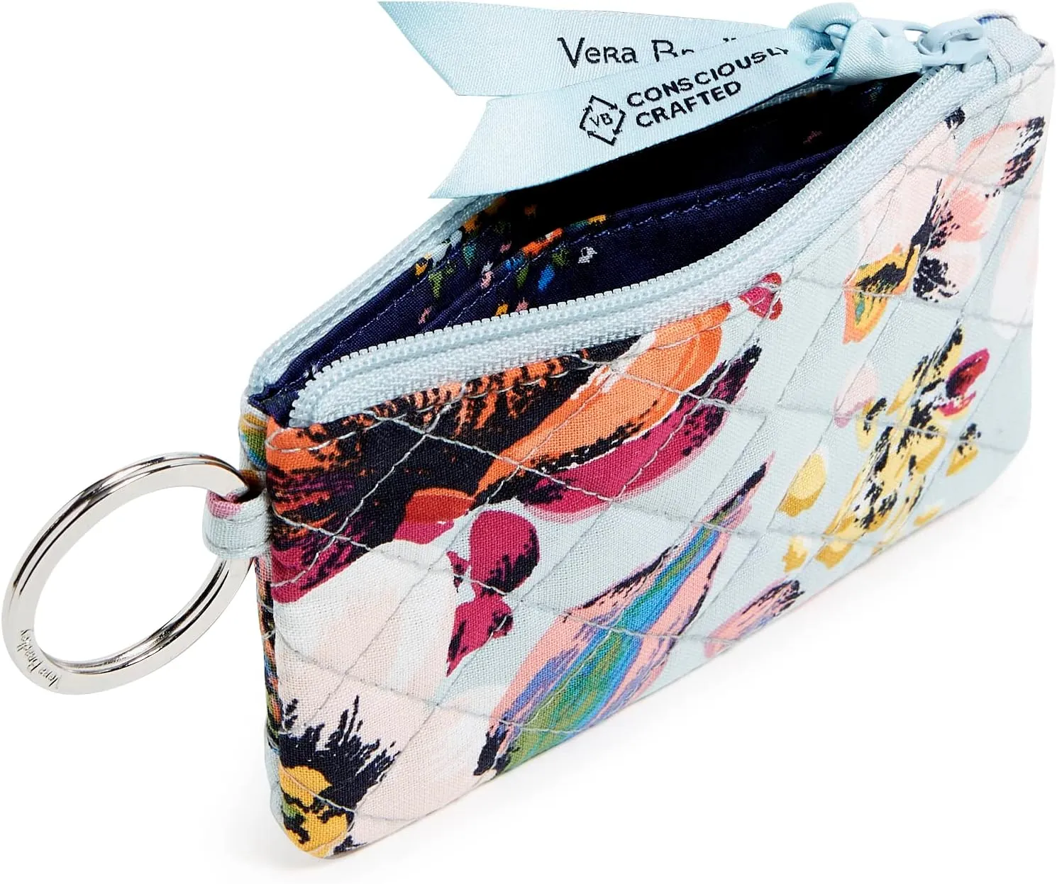 Vera Bradley Women's Cotton Zip ID Case Wallet, Sea Air Floral - Recycled Cotton, One Size