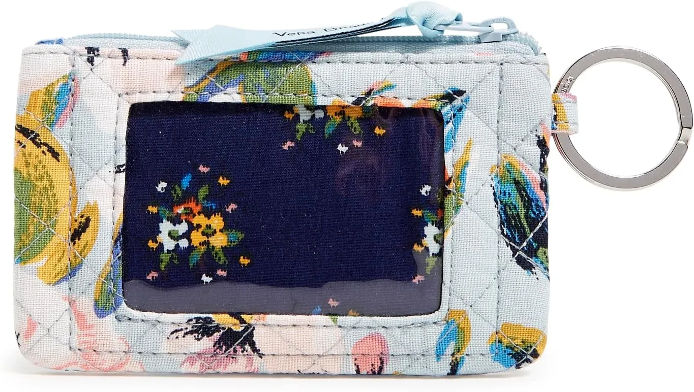 Vera Bradley Women's Cotton Zip ID Case Wallet, Sea Air Floral - Recycled Cotton, One Size