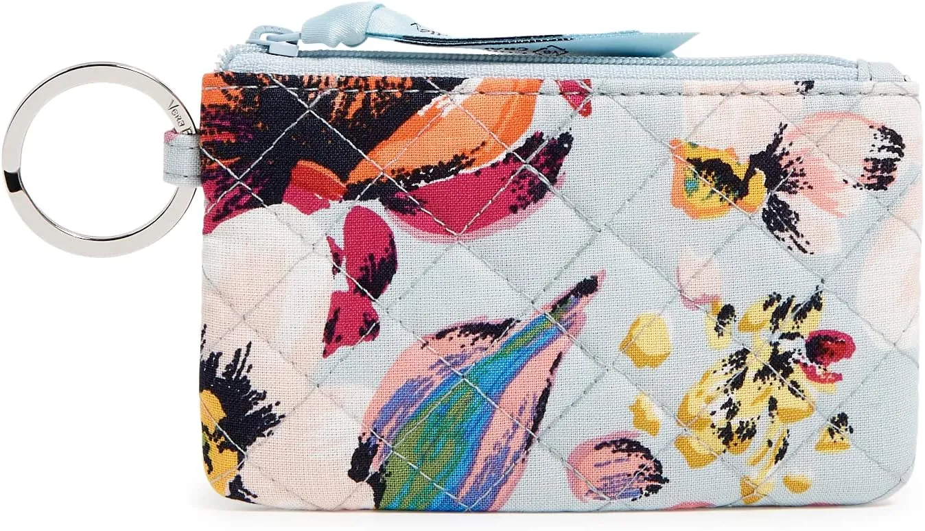 Vera Bradley Women's Cotton Zip ID Case Wallet, Sea Air Floral - Recycled Cotton, One Size