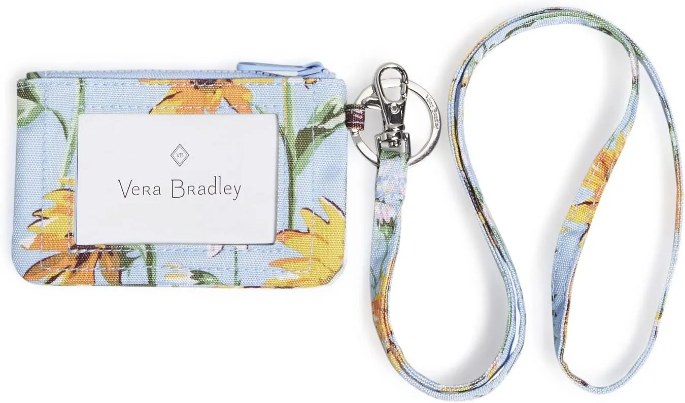 Vera Bradley Women's Recycled Lighten Up Reactive Zip ID Case and Lanyard Combo