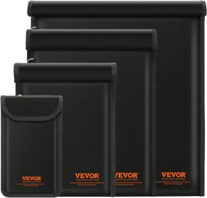 VEVOR Faraday Bags, 4 Pack Faraday Pouch Set for Laptop (16.9x15), Tablet (13x10.2), Phone (7.87x4.7) & Radio (10.6x7.8), Fireproof Signal Blocking Holder, Anti-Theft & Anti-Hacking Pouch Blocker