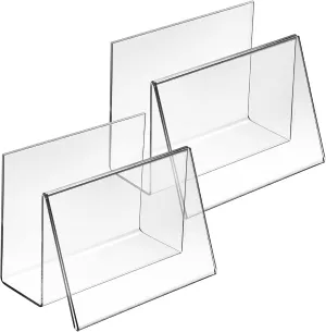 Vicenpal Clear Acrylic Postcard Holder Business Card Holder Greeting Card Display Clear Business Card Stand Rack for Index Card Organizer Desk Table Home Office School, 6 x 4.25 x 4.5 Inches (2 Pcs)