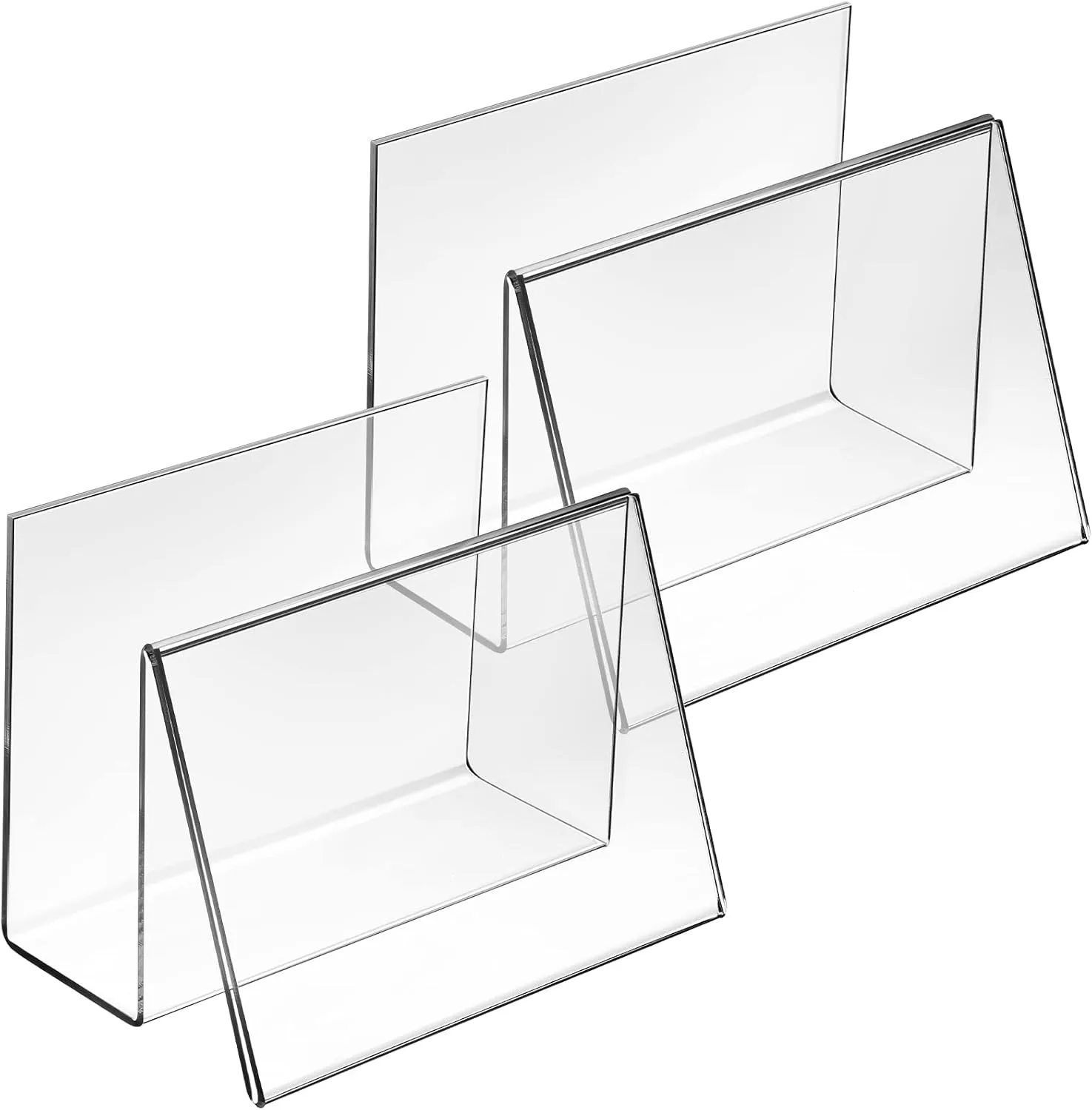 Vicenpal Clear Acrylic Postcard Holder Business Card Holder Greeting Card Display Clear Business Card Stand Rack for Index Card Organizer Desk Table Home Office School, 6 x 4.25 x 4.5 Inches (2 Pcs)