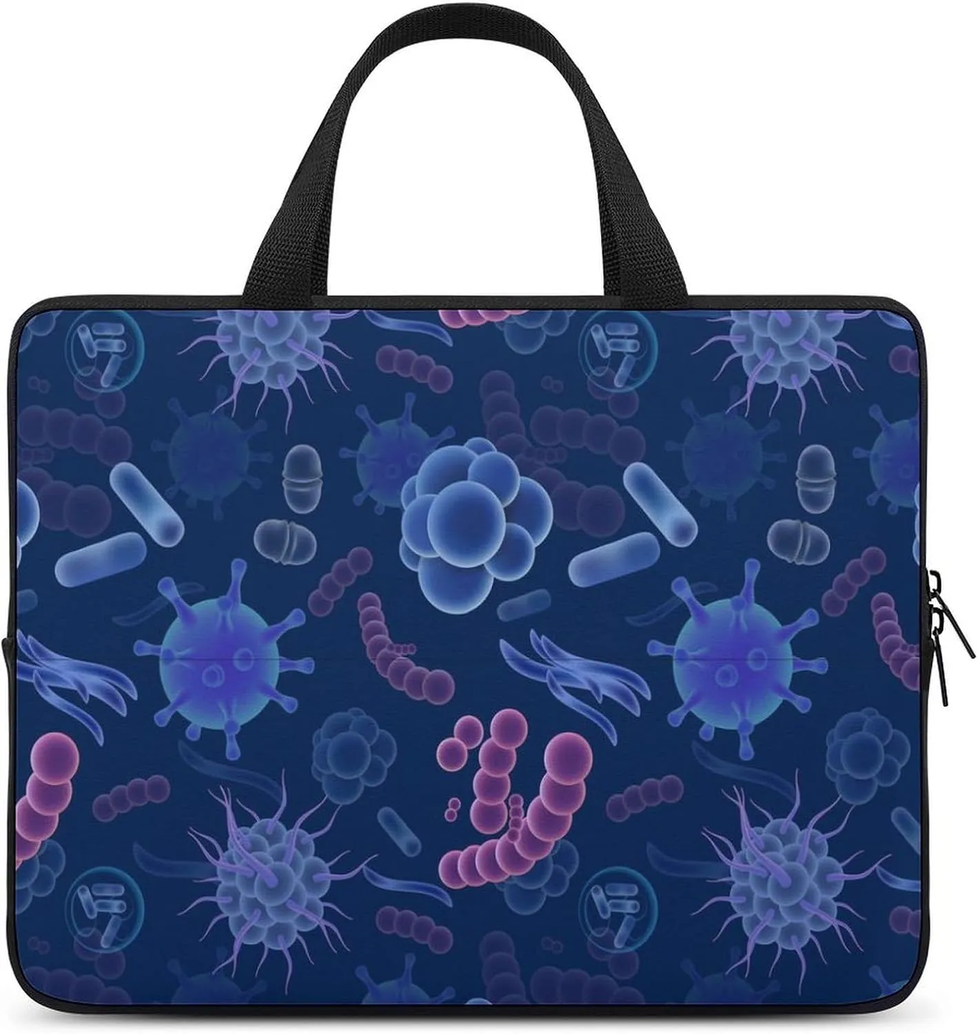 Viruses and Microbes Laptop Sleeve Bag Computer Protective Carrying Case Cover with Handle for Travel Work 15inch